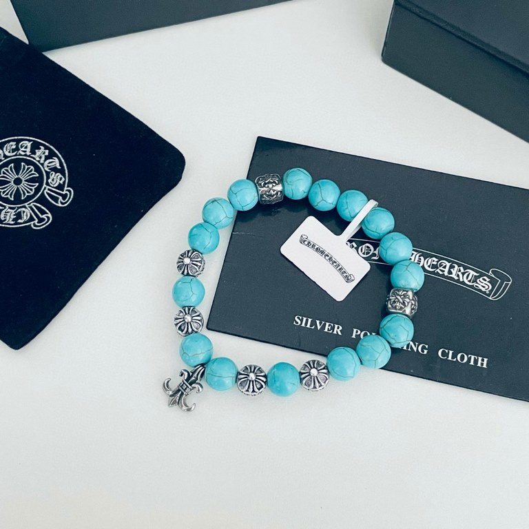 Counter version Chrome He@rts Crocenter Turquoise  Multi-element bracelet Kwon Chi-Lung star with the same style retro old style original reproduction pure handmade ～ genuine open mold   trend of fashion essential men an