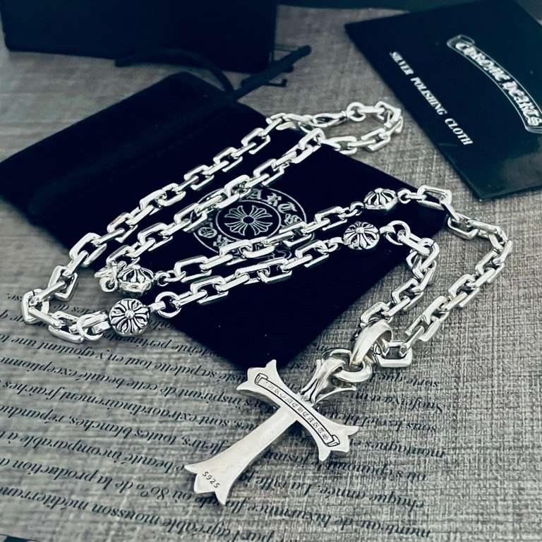 Counter version Chrome He@rts Crocentric Cross Pendant with multi-element combination necklace Original replica handmade ～ genuine open mold   Trendy fashion must men and women can wear Couple models with the same Rock p