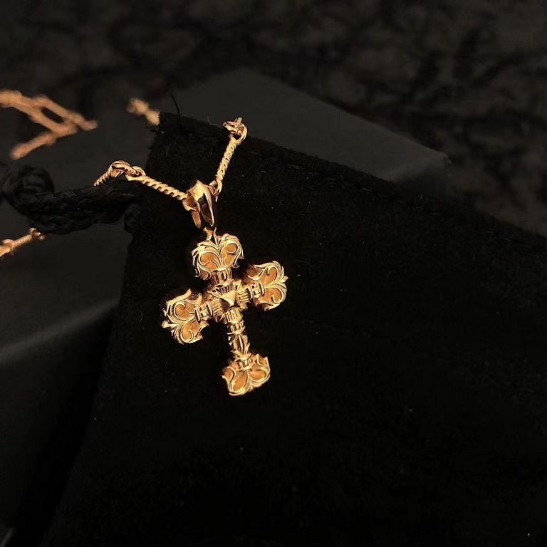 Crocus Heart Gold Plated Mini Flame Crucifix NecklaceClassic Crucifix shape Flame element Sterling silver with gold plating