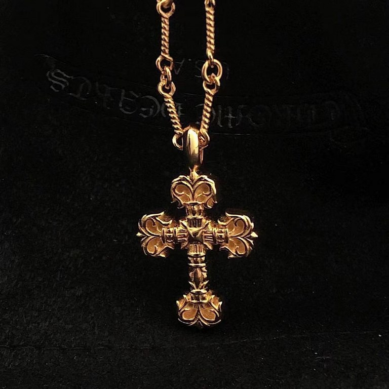 Crocus Heart Gold Plated Mini Flame Crucifix NecklaceClassic Crucifix shape Flame element Sterling silver with gold plating