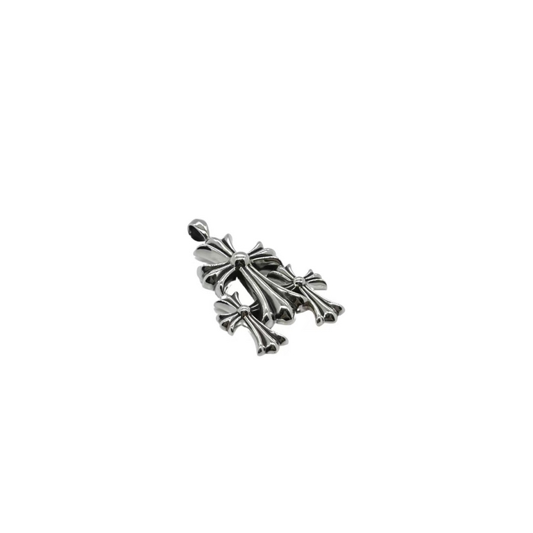 Crocenter Medium Combo Cross OverlaySterling Silver Stacked Crosses Vintage Gothic StyleLength60cm