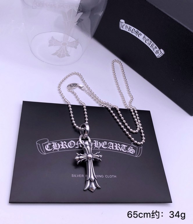 Chrome Hearts Crocs   Sterling Silver Double Cross Necklace Pendant