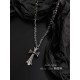 Korean version of the Dongdaemun fall and winter new Cro heart retro sweater chain cross necklace, S925 silver, personalized fashion, sweet and cool! bai84