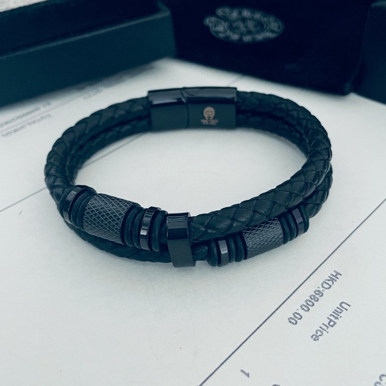 New Chrome He@rts Kroxin counter with the same classic leather cord bracelet ~ genuine open mold   trend of fashion essential men and women can wear couple models with the same rock punk silver style retro elements trend