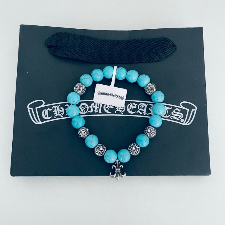 Counter version Chrome He@rts Crocenter Turquoise  Multi-element bracelet Kwon Chi-Lung star with the same style retro old style original reproduction pure handmade ～ genuine open mold   trend of fashion essential men an