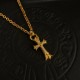 Heart of Krohm Gold Plated Stones Stacked Cross ChainOriginal replica K gold plating Inlays Classic double cross shape Handmade engraving Customized solid gold models availableLength60cm