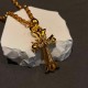 Heart of Krohm Gold Plated Stones Stacked Cross ChainOriginal replica K gold plating Inlays Classic double cross shape Handmade engraving Customized solid gold models availableLength60cm