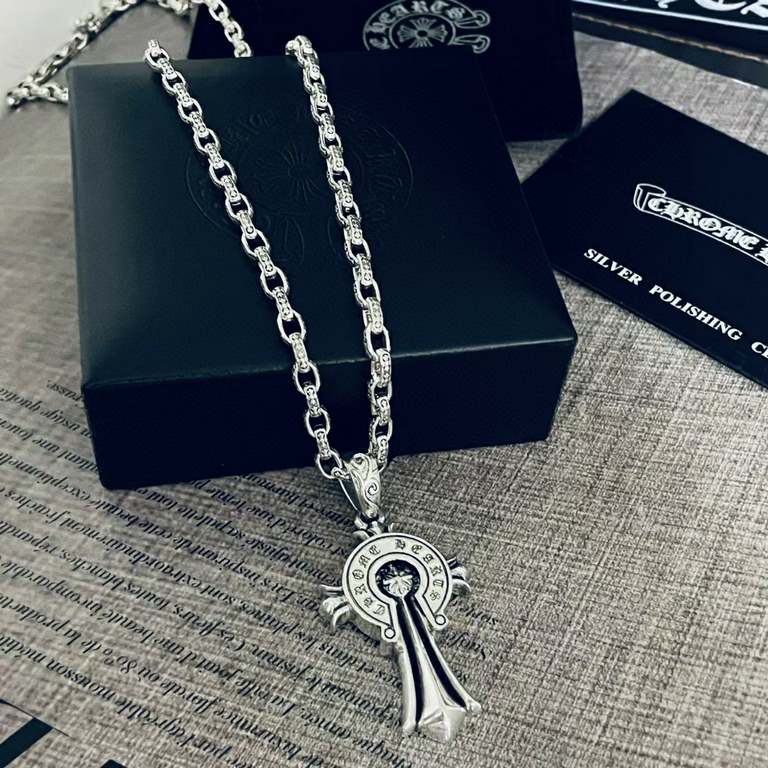 Counter new Chrome Hearts   Crocker heart vintage cross badge pendant cross flower necklace original craftsmanship crafted quality handmade ～ genuine open mold   trend fashion must have men and women can wear couple mode