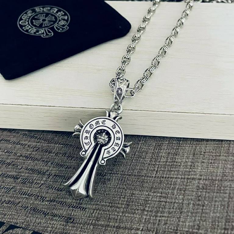 Counter new Chrome Hearts   Crocker heart vintage cross badge pendant cross flower necklace original craftsmanship crafted quality handmade ～ genuine open mold   trend fashion must have men and women can wear couple mode