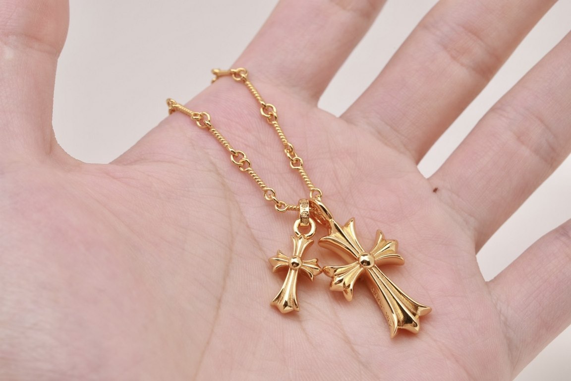 New Arrival]                Heart of Crocker Green Diamonds Cross Double Pendant Bamboo Necklace Completely different from the market ordinary version of the original replica handmade ～ genuine mold   trend fashion must 