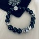 Counter version Crow heart Chrome He@rts onyx multi-element beads bracelet Kwon Chi-Lung star with the same style retro old style original reproduction pure handmade ～ genuine open mold   trend fashion essential men and 