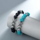 Crocus heart strand, 8 bead model, obsidian, turquoise.         High quality strips