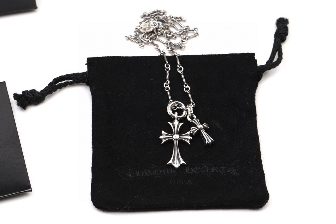 Chrome Hearts   Crowe heart cross combination pendant bamboo necklace Imported workmanship craftsmanship carved pure handmade ～ authentic open mold   trend fashion must have Men and women can be worn Couple models with t