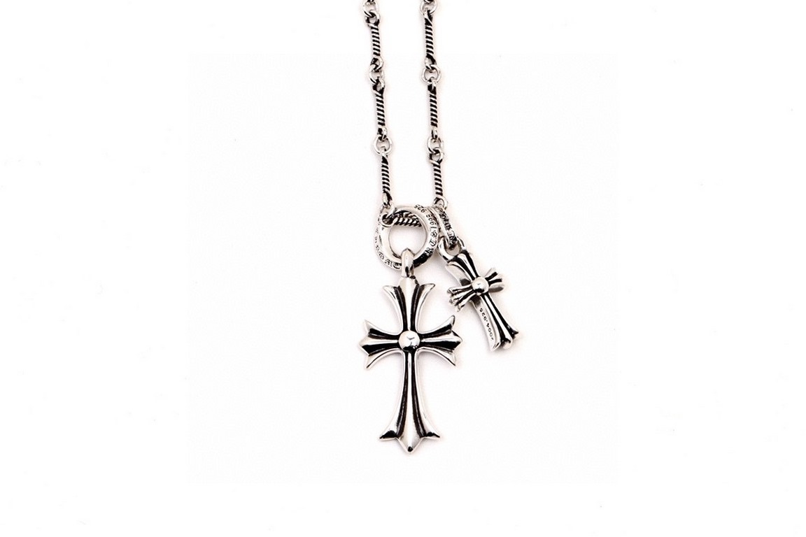 Chrome Hearts   Crowe heart cross combination pendant bamboo necklace Imported workmanship craftsmanship carved pure handmade ～ authentic open mold   trend fashion must have Men and women can be worn Couple models with t