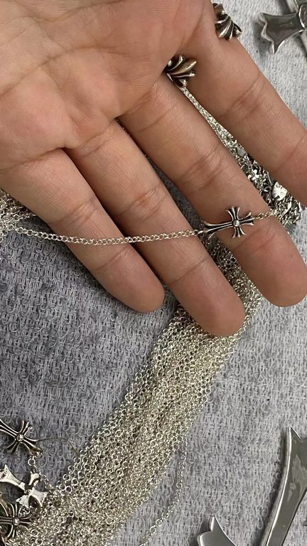 Chrome Hearts   Chrome Hearts Cross Bone Necklace Vintage Necklace Original Replica Pure Handmade ～Authentic Open Mold   Trendy Fashion Essentials Couple's Model Same Rock Punk Thai Silver Style Vintage Elements Trendy H