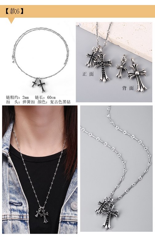 Crocus Double Cross NecklaceBamboo chain handmade Top quality crafted versionThe details are consistent and the inlays are perfect.KO market all ordinary quality New!