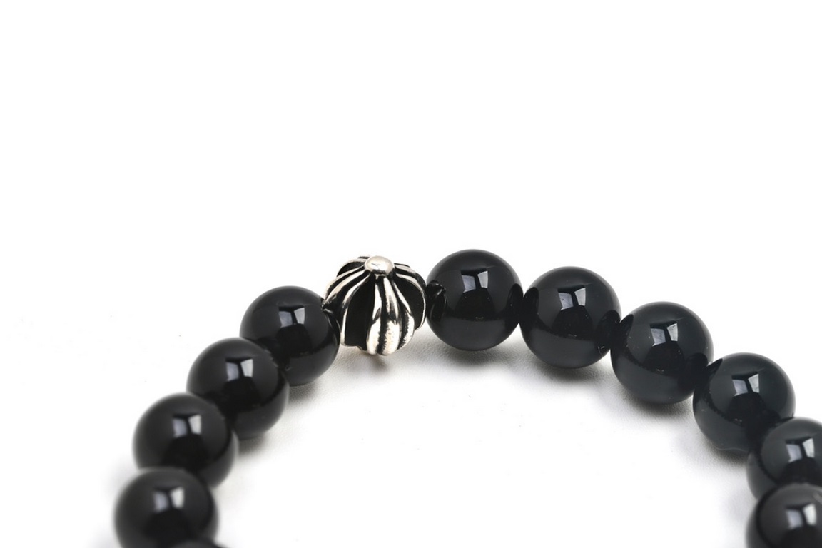 chromehearts obsidian bracelet.One of the hottest pair of obsidian, cross flower ball details, shape, oxidized and perfectly restored.Size8mm