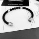 Chrome He@rts Kroxin counter with the same classic black onyx silver leather cord bracelet ~ genuine open mold   trend fashion must men and women can wear couples models with the same rock punk Thai silver style retro el