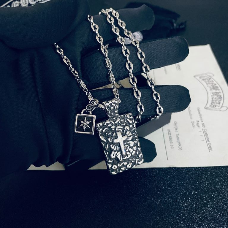 [Counter Quality] Chrome Hearts Chrome Hearts Classic Cross Tag Cross Pendant Scout Flower Round Bead Necklace Bump shape with different pattern design style to present a distinctive Cross Scout Flower is the symbol of C