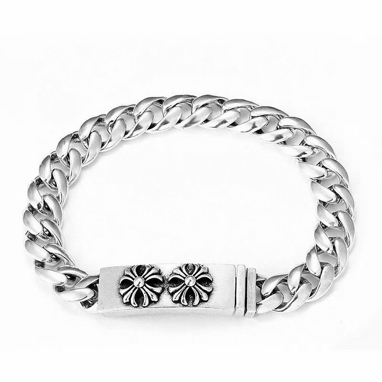 Chrome heartsNew bracelet with double cross flower claspLength 20cm