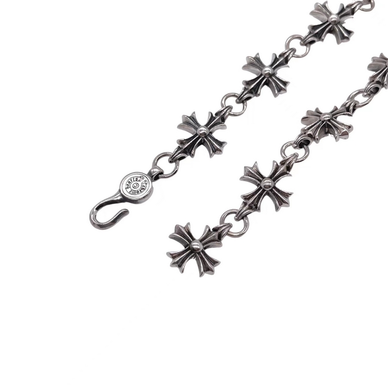 Crocus nine-section cross flower braceletSterling Silver Vintage Crucifix Flower Element ZP Development Star Same Modelsiziaverage size adjustable