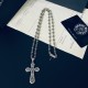 [Counter Quality] Chrome Hearts Croheart Classic Vintage Aged Cross Pendant Scout Flower Ball Necklace Bump shaped different floral design style to present a distinctive cross The Scout Flower is the logo of Chrome Heart