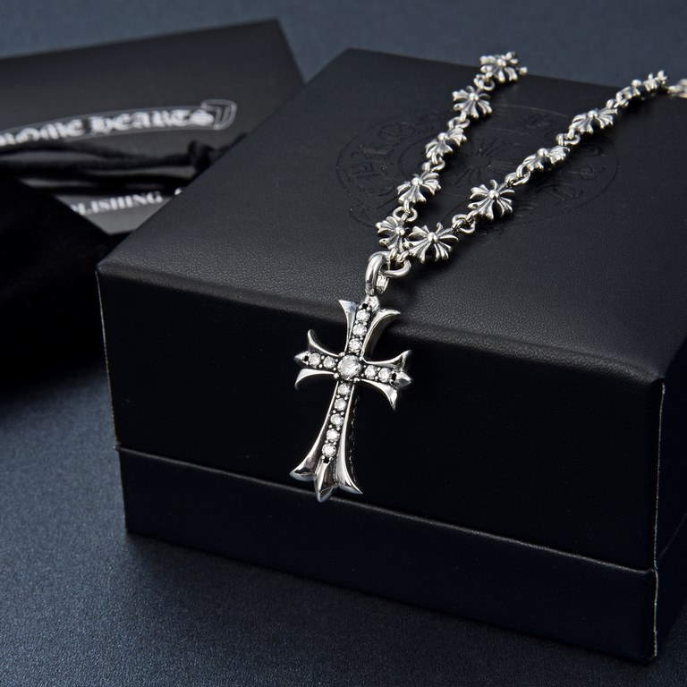 Always on hot sale! Chrome hearts Chrome hearts classic cross set of necklaces, men's and women's necklaces with diamonds, note the color of your order, length 60 cm