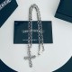 [counter quality] Chrome Hearts Krohheart Classic Vintage Cross Pendant Letters Necklace Bump shape different pattern design style present distinctive Cross Scout flower is the symbol of Kroharts so more enduring Authent