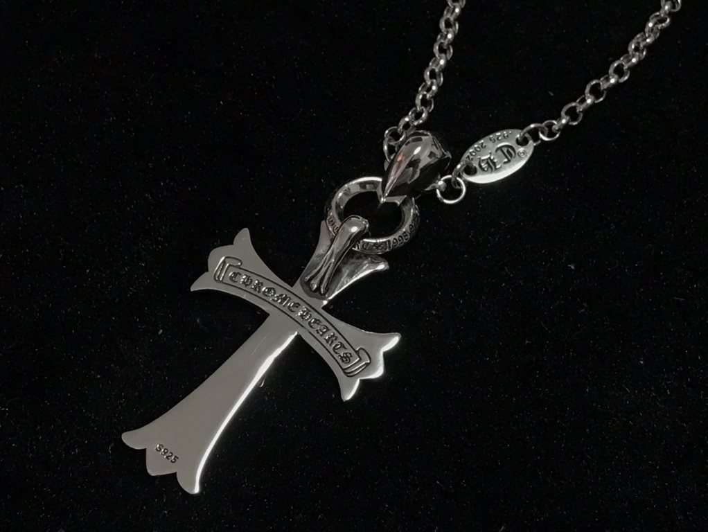 New Arrival】Genuine open chromehearts chromehearts necklaces super hot double cross necklacesWeight 31g