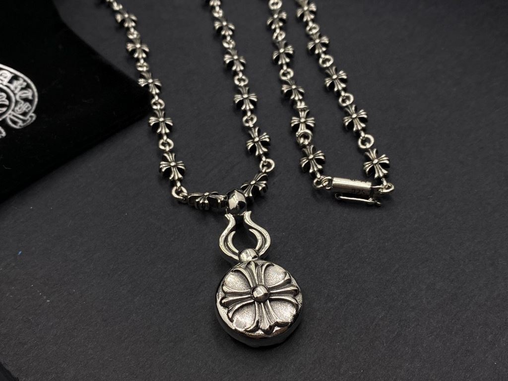 Counter new Chrome Hearts   Crowe heart retro gourd pendant cross necklace original craft craft quality pure handmade ～ authentic open mold   trend fashion must Men and women can wear Couple's models with the same rock p