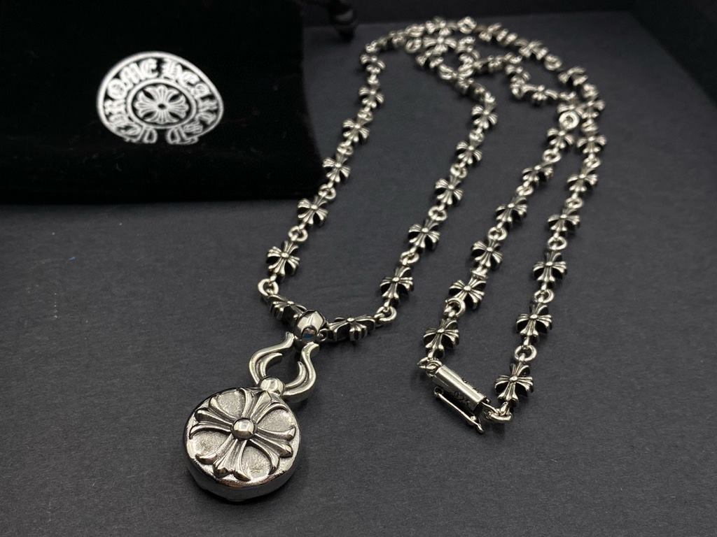 Counter new Chrome Hearts   Crowe heart retro gourd pendant cross necklace original craft craft quality pure handmade ～ authentic open mold   trend fashion must Men and women can wear Couple's models with the same rock p