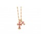 Crocentric 22k gold plated red diamond double cross necklaceMaterial 925 using vacuum plating to preserve the color time lasting version of the counter 22k counterpartsThe lettering Setting method is the same. The differ