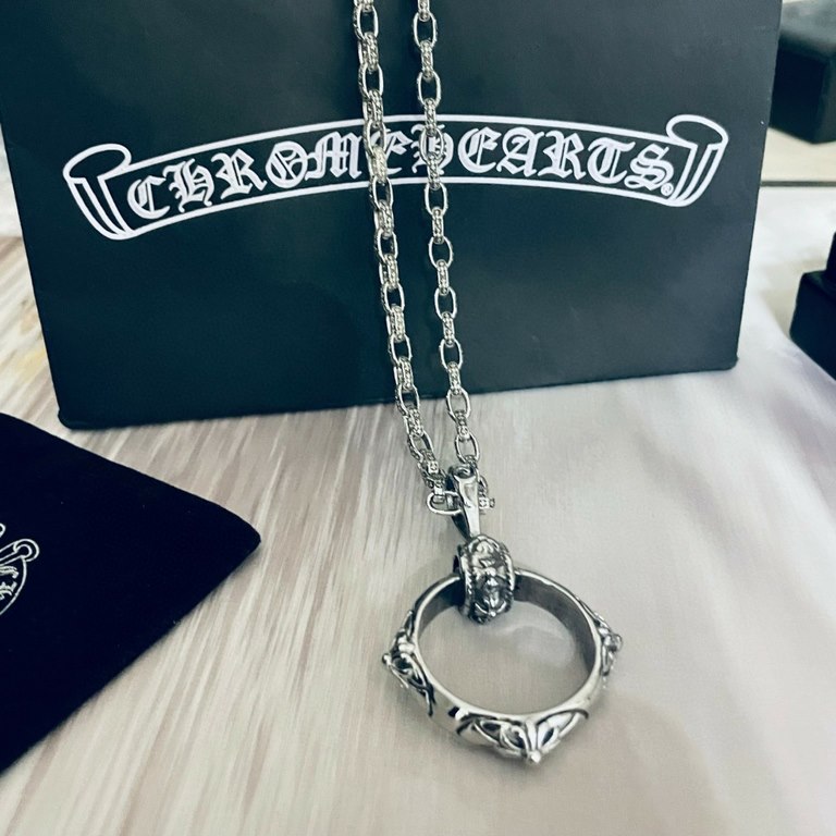 Chrome Hearts   Chrome Hearts Classic Buckle Crucifix Pendant Letters Necklace Imported Craftsmanship Precision Quality Pure Handmade ～Genuine Open Mold   Trendy Fashion Essentials Men and Women Can Wear Couples' Models 