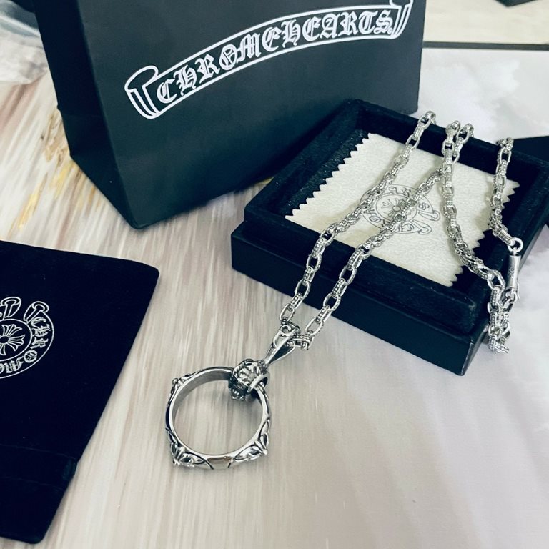 Chrome Hearts   Chrome Hearts Classic Buckle Crucifix Pendant Letters Necklace Imported Craftsmanship Precision Quality Pure Handmade ～Genuine Open Mold   Trendy Fashion Essentials Men and Women Can Wear Couples' Models 