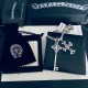 [Counter Quality] Chrome Hearts Croheart Classic CrossKey Double Pendant Flat Necklace Bump shape different pattern design style present distinctive Cross Scout flower is Croheart's logo so more durable Authentic beat ed