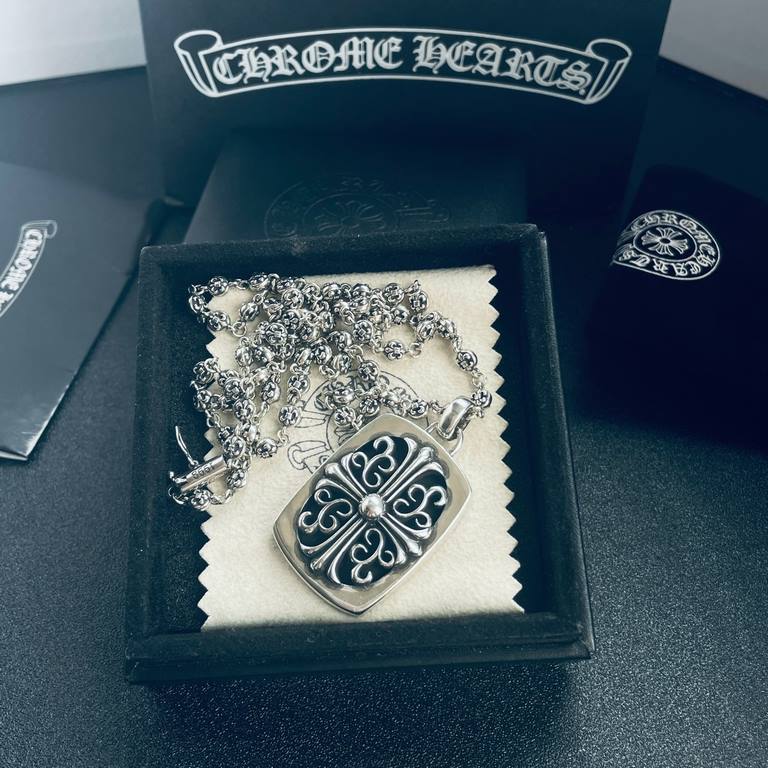 New Chrome Hearts   Chrome Hearts Crucifix Square Pendant Scout Flower Ball Necklace Imported craftsmanship craftsmanship Pure handmade ～authentic open mold   Trendy and fashionable must-have Men and women can wear Coupl