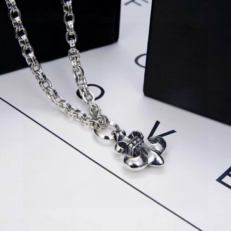 Counter high version Chrome He@rts Kroxin Scout Flower Pendant Pure handmade cross necklace ～authentic open mold   Trendy fashion must have Men and women can wear the same models Celebrity models Couples models with the 