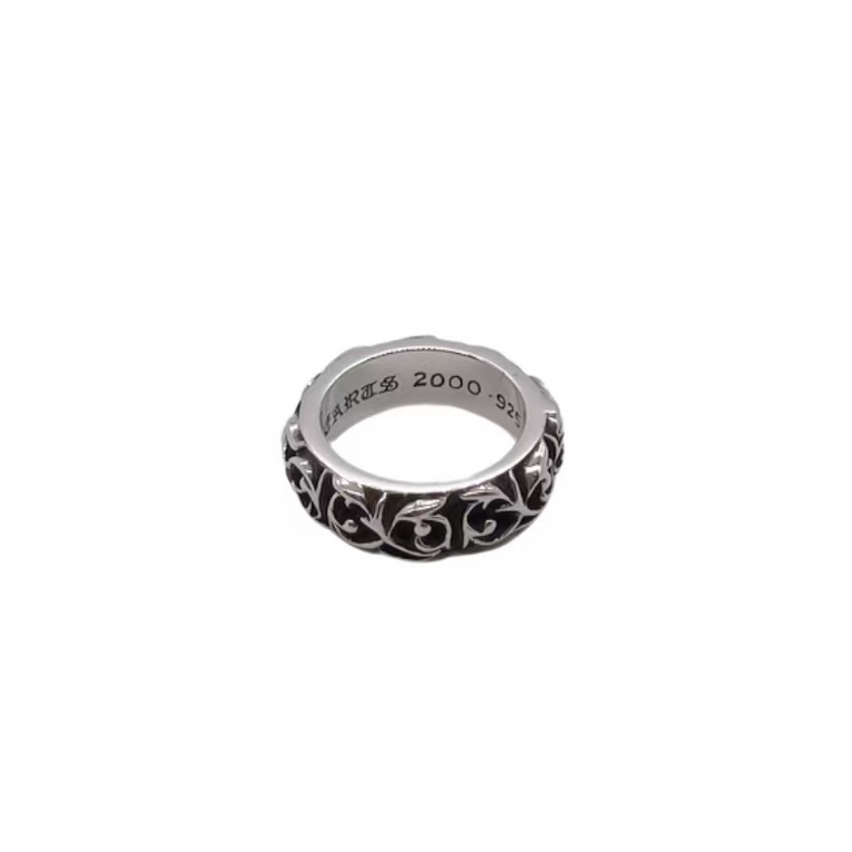 Crocus Eternal Vine RingSterling Silver Vintage Black Enameled Embossed Vine Full and Rich Classic Piece Brother Punk Rock Stylesizi12-24