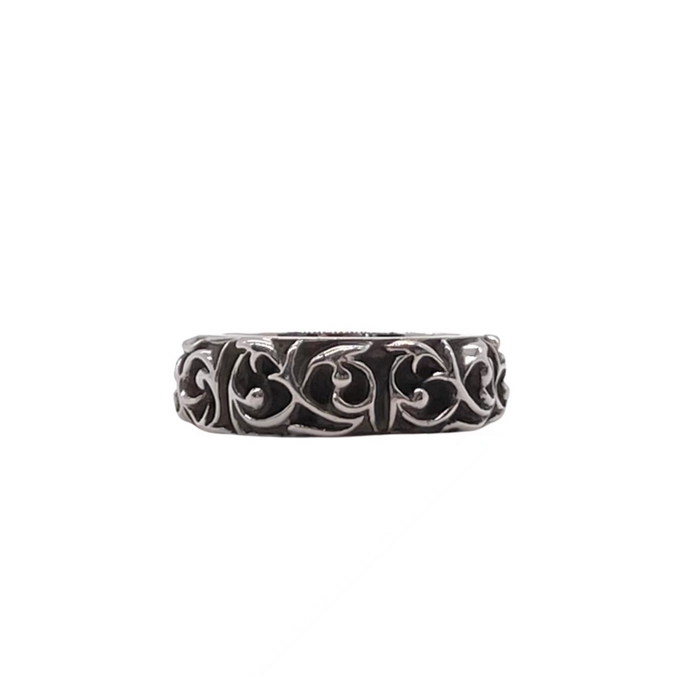 Crocus Eternal Vine RingSterling Silver Vintage Black Enameled Embossed Vine Full and Rich Classic Piece Brother Punk Rock Stylesizi12-24