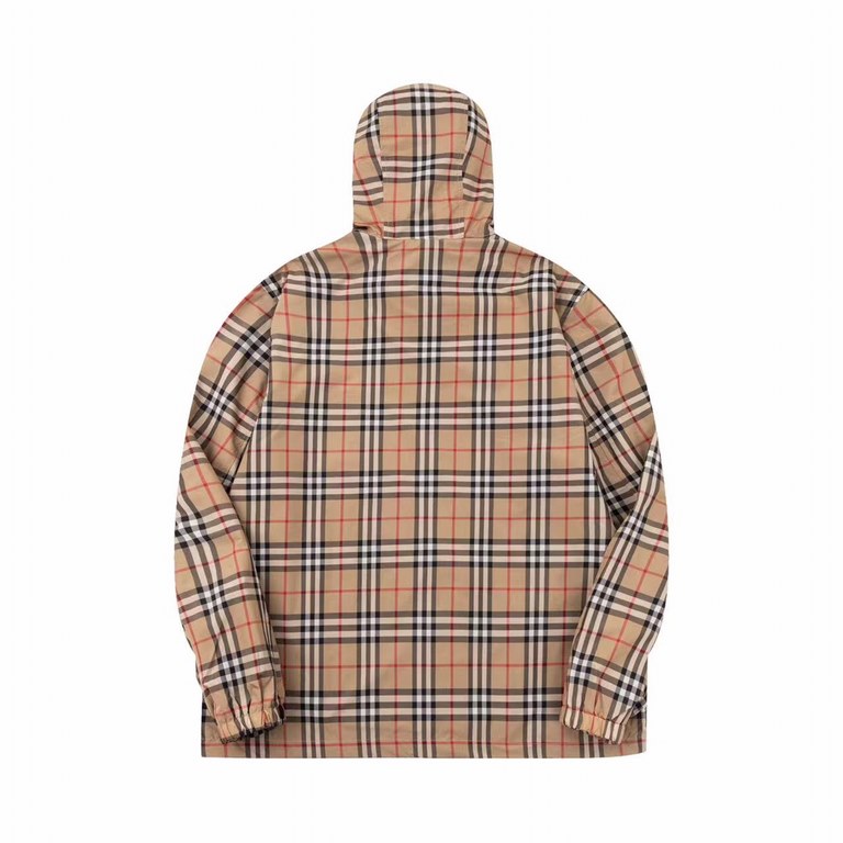 P345 BBR 23ss Spring and Autumn New Classic Plaid Stripe Hooded Windbreaker Jacket The fabric is made of guest original custom regenerated polyester fiber worsted, the fabric is soft, lightweight, and completely differen