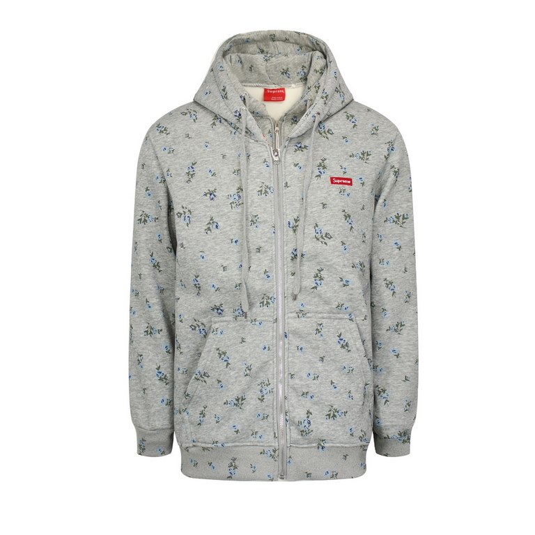 250#S02 Supreme Letters Logo Red Small Label Embroidery All Over Print Gray Blue American Chambray Loose Padded Hooded Zipper Sweatshirt JacketThe granddaddy of hipsters has come out with such a whiny print sweater that 