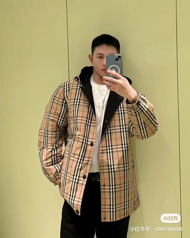 400 burberry Burberry 23FW Classic Small Check Reversible Jacket Button DownSIZE XSSMLCustom weaving and dyeing khaki plaid fabric, plaid size and zp consistent, the difference between the market ready-made fabric plaid 