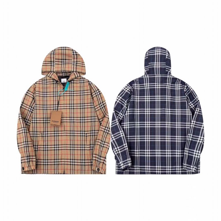 P330 BBR 23ss Spring and Autumn New Classic Plaid Stripe Hooded Windbreaker Jacket The fabric is made of guest original custom regenerated polyester fiber worsted, the fabric is soft, lightweight, and completely differen