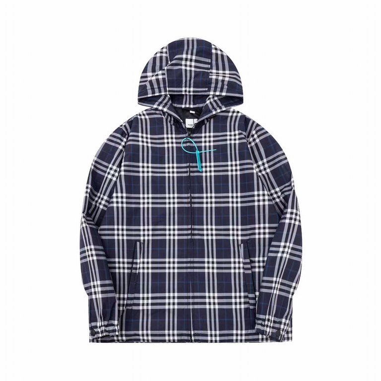 P330 BBR 23ss Spring and Autumn New Classic Plaid Stripe Hooded Windbreaker Jacket The fabric is made of guest original custom regenerated polyester fiber worsted, the fabric is soft, lightweight, and completely differen