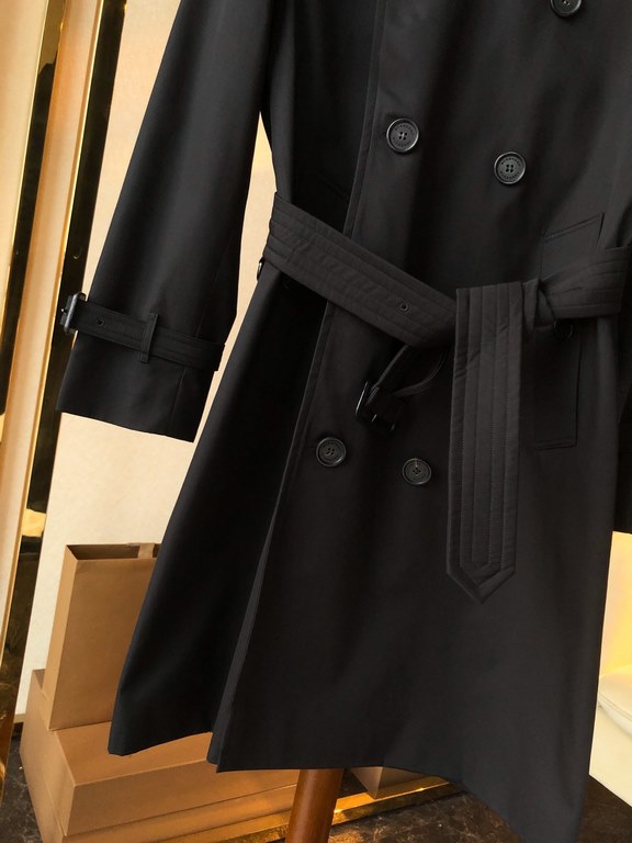 900  Men's Sandringham Collection Black Long[BUR ace pointed goods, the treasure of the town store] can inherit several generations of classic trench coat, the top of the original original fabrics, the market's most catt