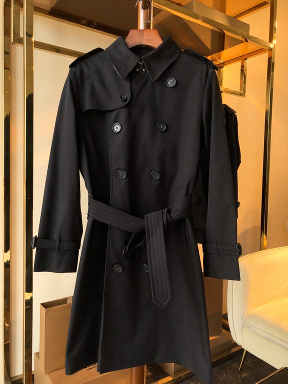 900  Men's Sandringham Collection Black Long[BUR ace pointed goods, the treasure of the town store] can inherit several generations of classic trench coat, the top of the original original fabrics, the market's most catt