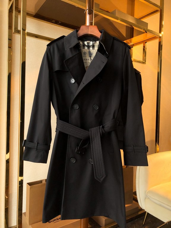 900  Men's Sandringham Collection Black Long[BUR ace pointed goods, the treasure of the town store] can inherit several generations of classic trench coat, the top of the original original fabrics, the market's most catt