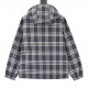 Next day shipping  430 (support put in store)Burberry Blue and White Check Hooded JacketThe original 16900, the fabric is made of 5 kinds of yarn (blue, white, black, green and purple interlaced) fixed weaving and dyeing