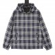 Next day shipping  430 (support put in store)Burberry Blue and White Check Hooded JacketThe original 16900, the fabric is made of 5 kinds of yarn (blue, white, black, green and purple interlaced) fixed weaving and dyeing