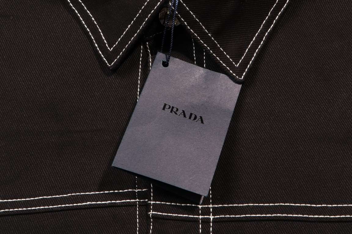 P280, PradaPrada Men's Metal Triangle Logo Embellished Stretch Cotton Shirt JacketA super chic one, in this springsummer's newest wash colors... with exclusive custom molded back labels... a very age-appropriate one!It c